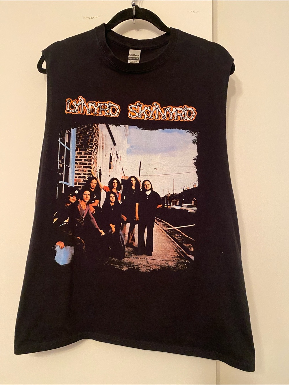 Gildan Black Lynyrd Skynyrd Photo Graphic Muscle Tee